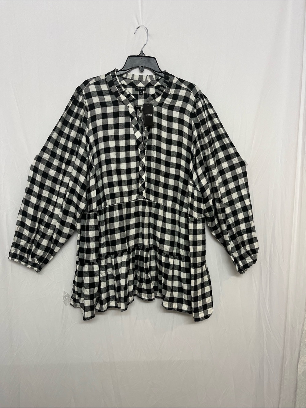 torrid Black and White Gingham Peplum Tunic
